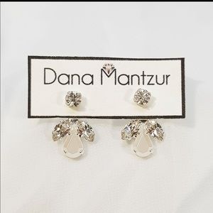 Silver ear jacket w Cubic Zirconia & Pearl